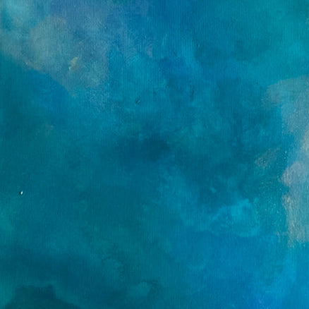 Abstract acrylic blue, green, purple, pink and metallic painting with swirling patterns on Canvas - 12x24