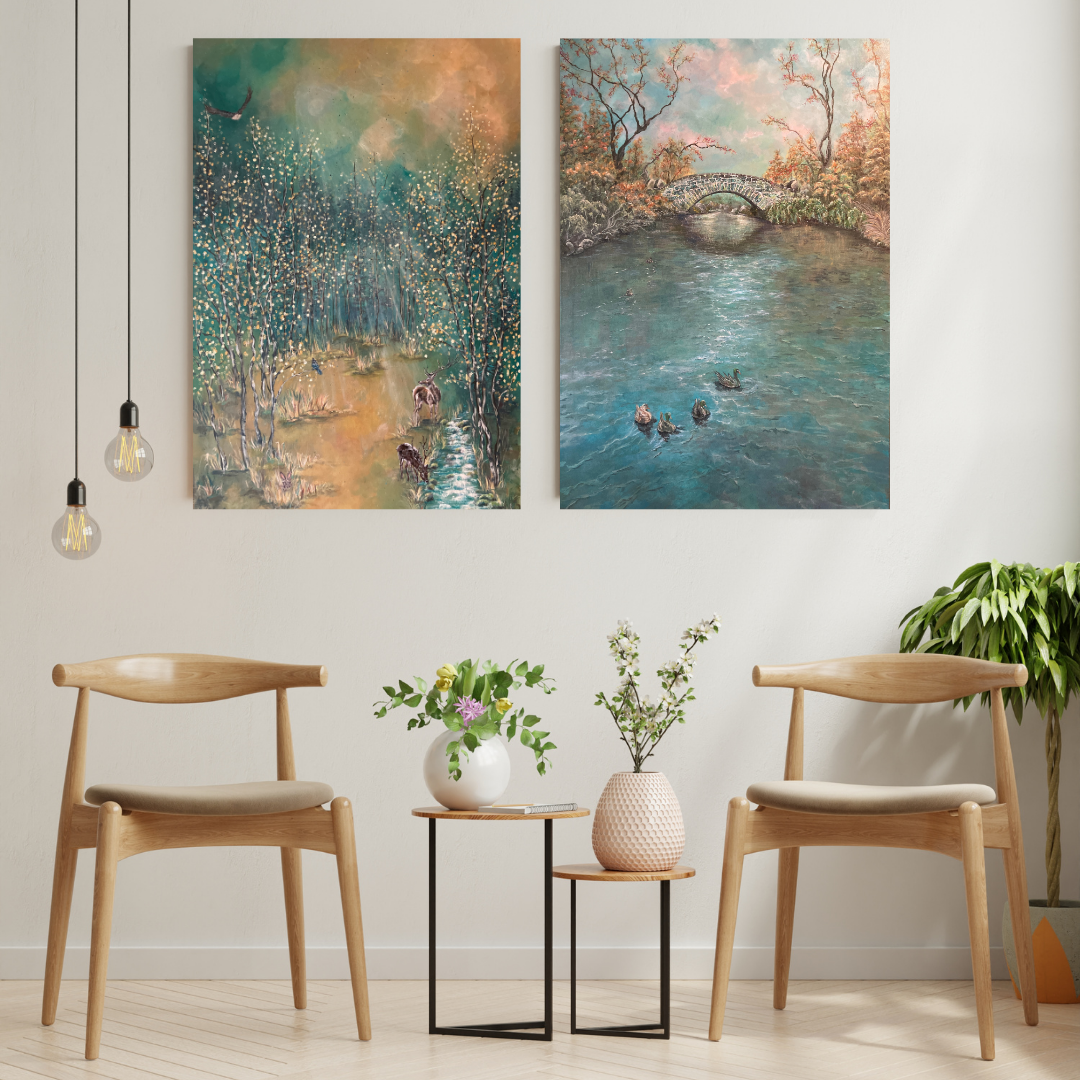 "Autumn's Magic" - Aspen Meadow and Friends - Original acrylic on canvas 24" x 36" Inches
