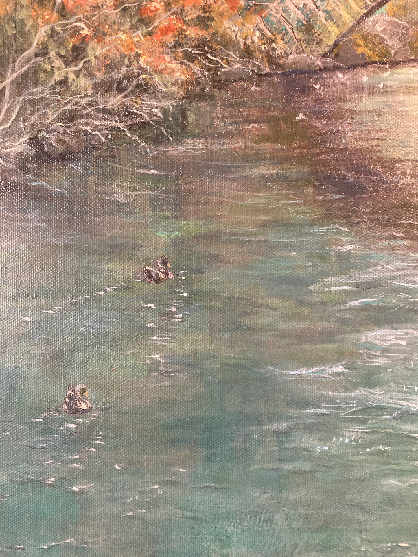 "Autumn's Glow" Gapstow Bridge Central Park - Original acrylic on canvas 24" x 36" Inches