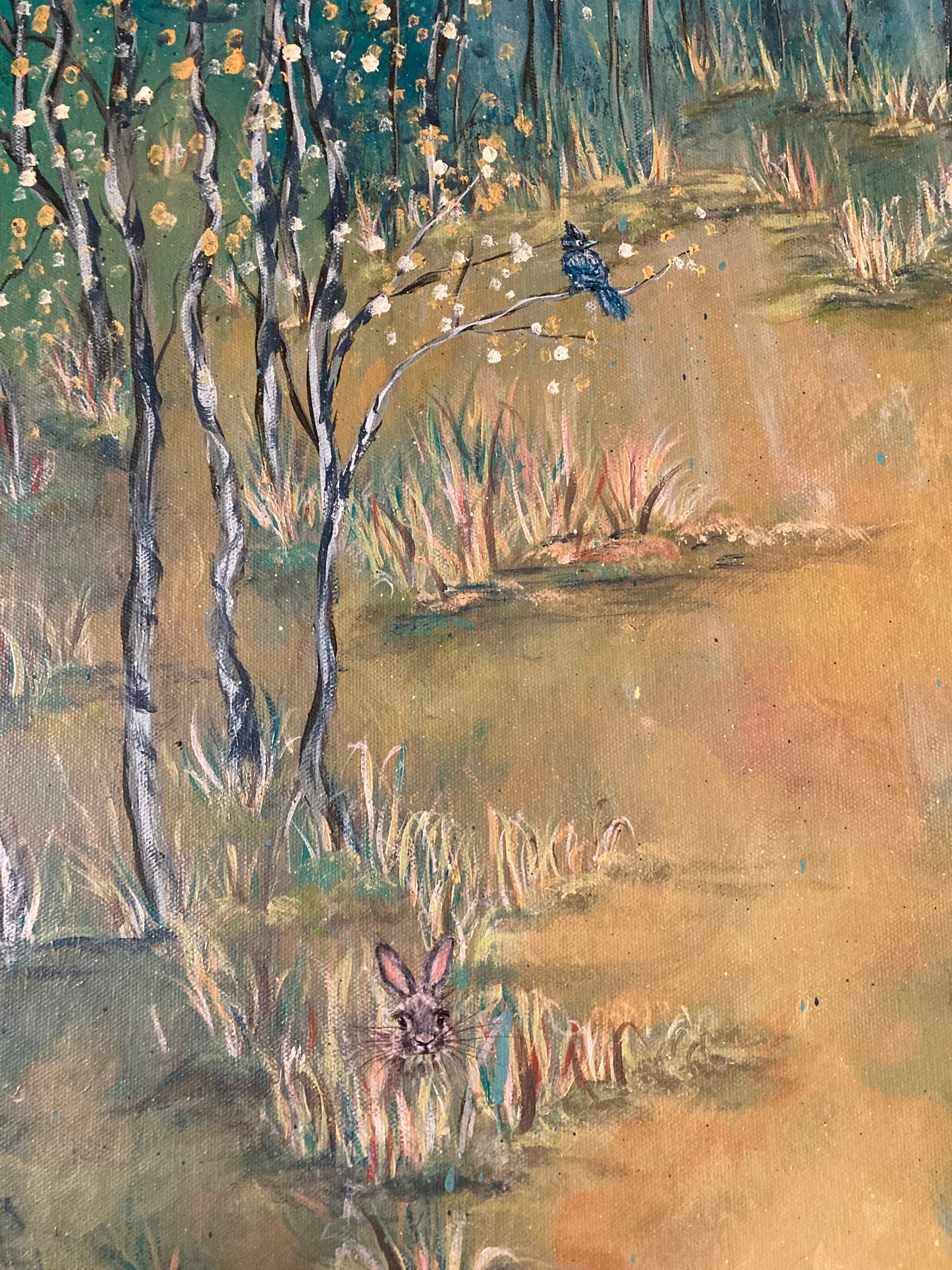 "Autumn's Magic" - Aspen Meadow and Friends - Original acrylic on canvas 24" x 36" Inches