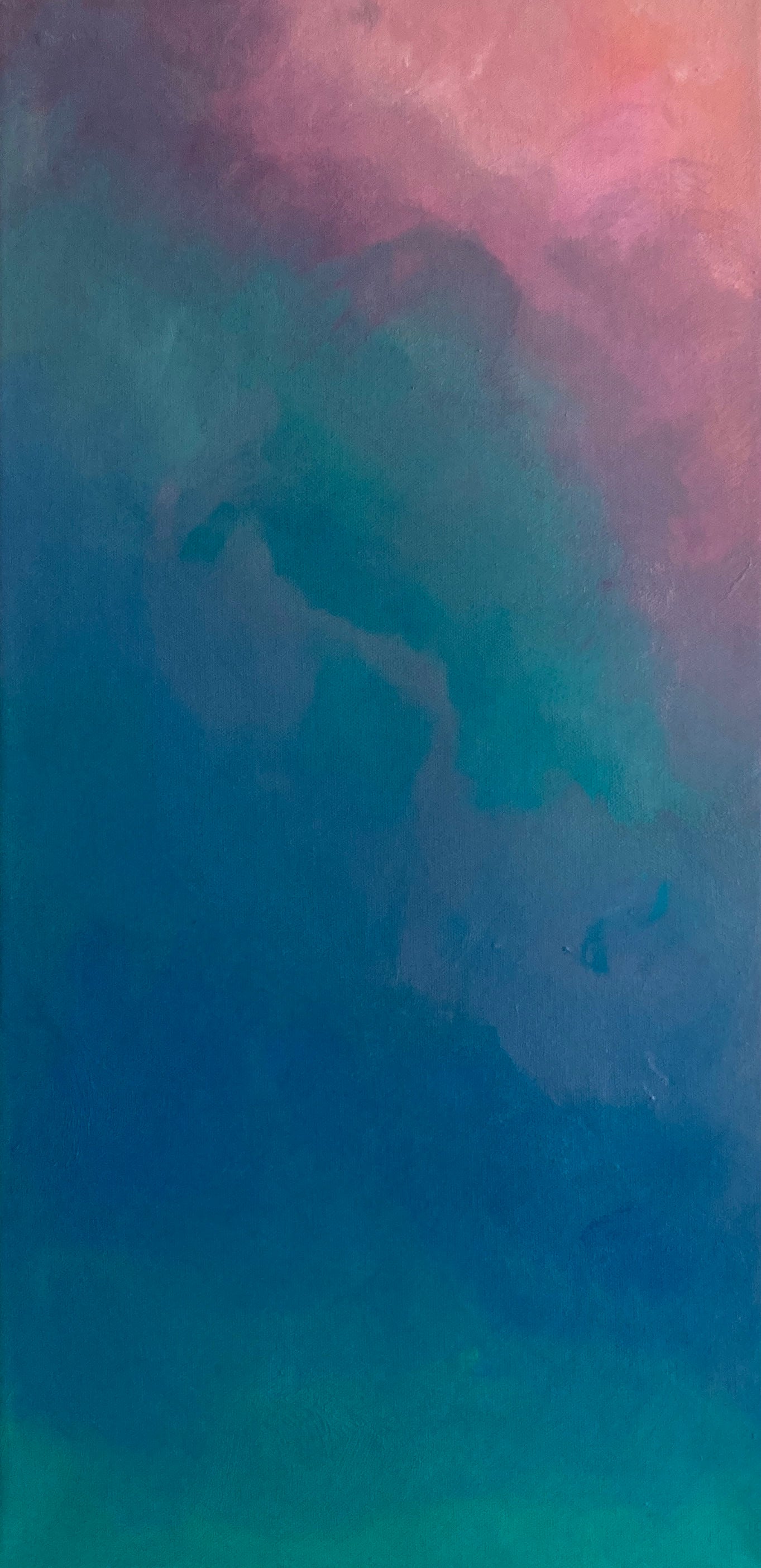 Acrylic abstract pattern with green blue and pink hues