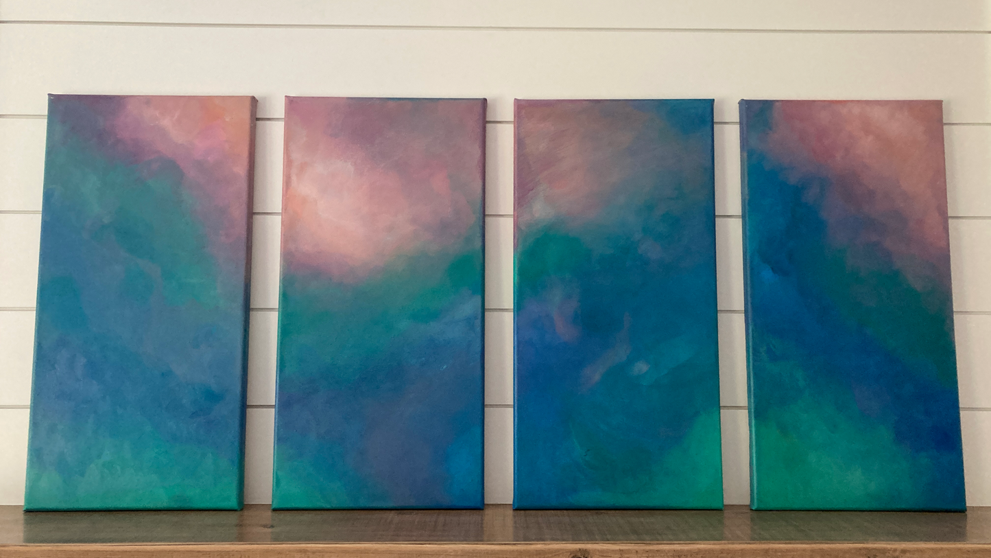 "A Dancing, Sentimental Aurora" Quadriptych - Fine Art Giclee Canvas Prints - Pre-Order
